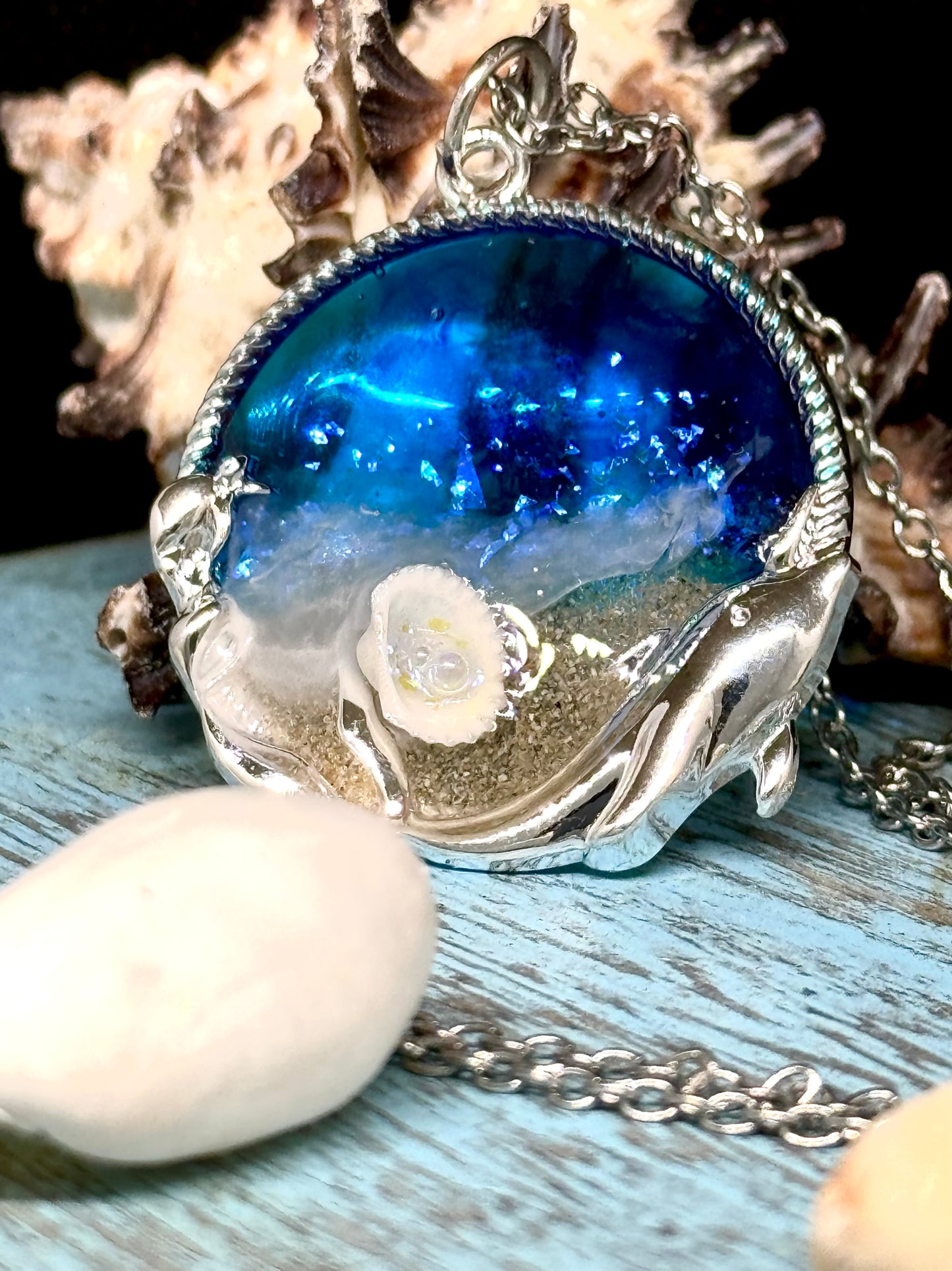 Ocean Waves Resin Pendant – Beach Necklace | Valentine’s Day Gift | Unique Gifts For Her