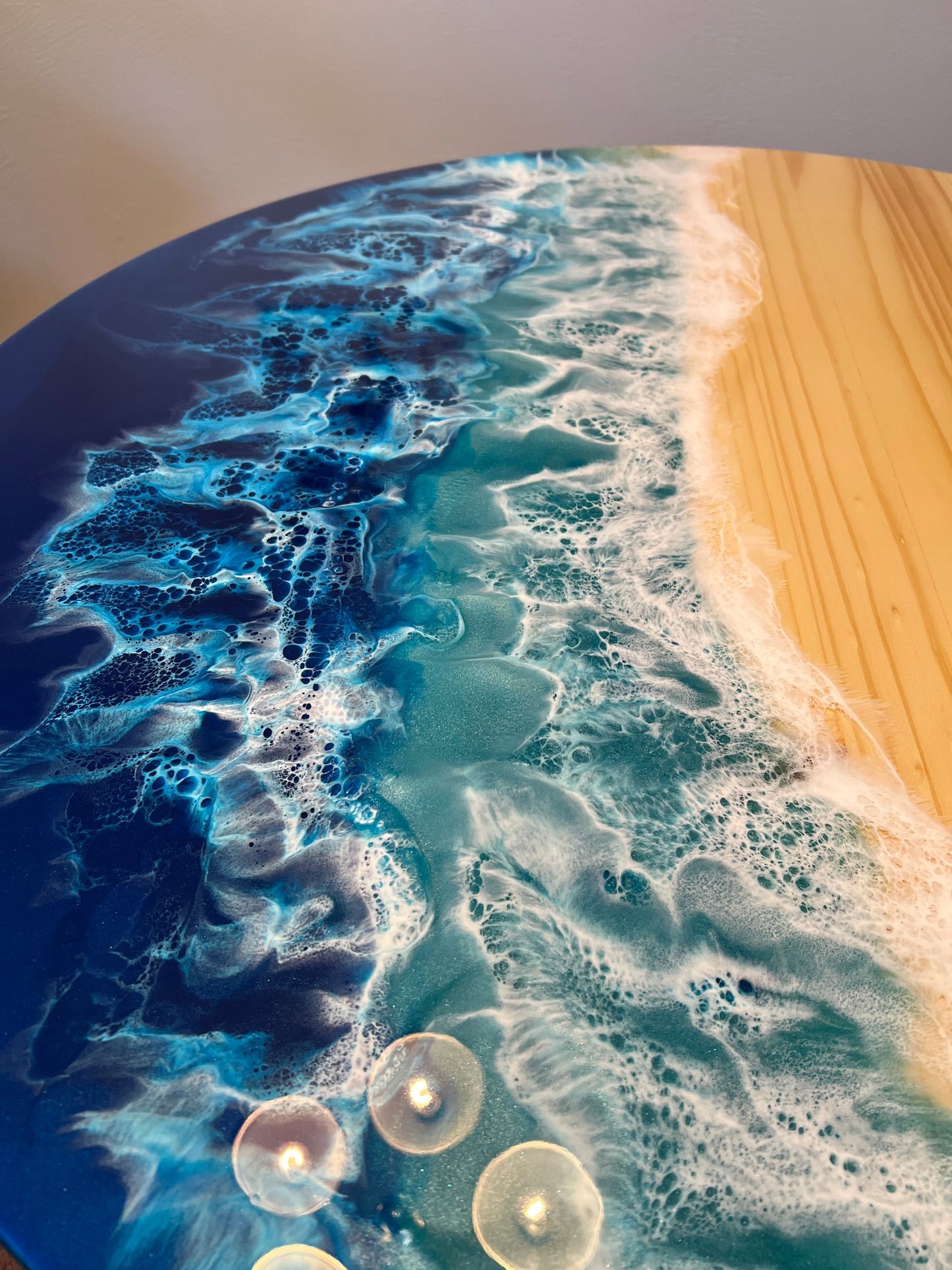 Handcrafted Ocean Wave Resin Table – Available in 16”, 18”, 24”, 32”, and 36”
