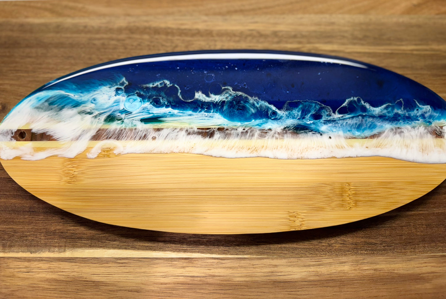 Ocean Waves Charcuterie Board & Coaster Set – Handcrafted Resin Art Bundle