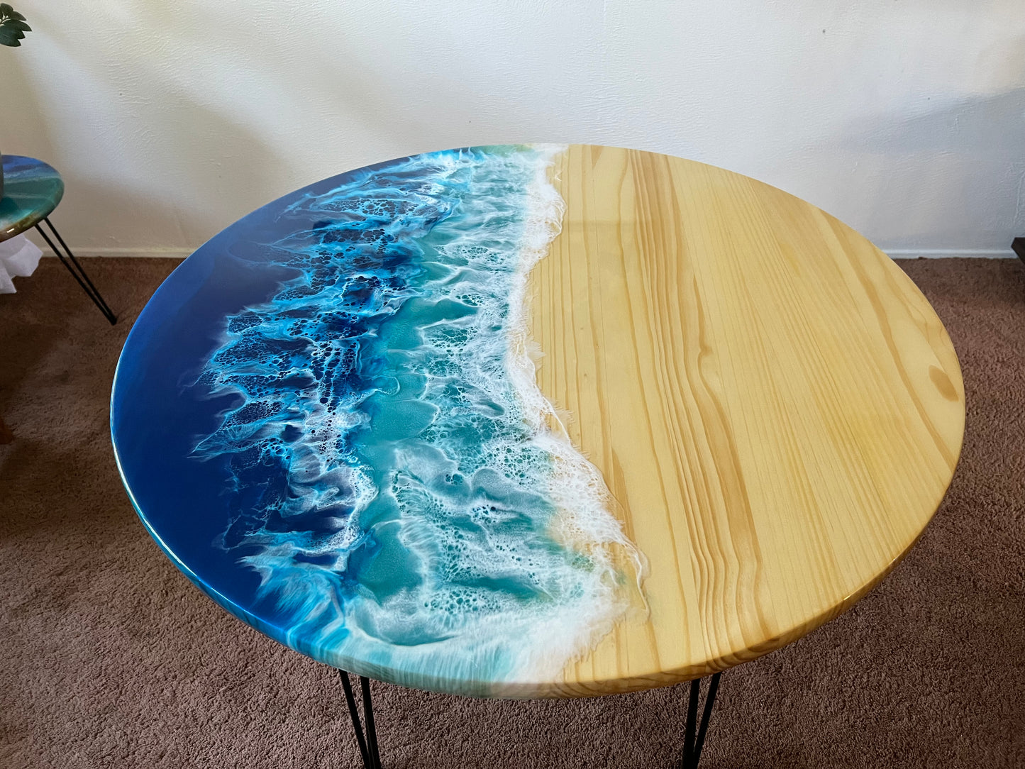 Handcrafted Ocean Wave Resin Table – Available in 16”, 18”, 24”, 32”, and 36”