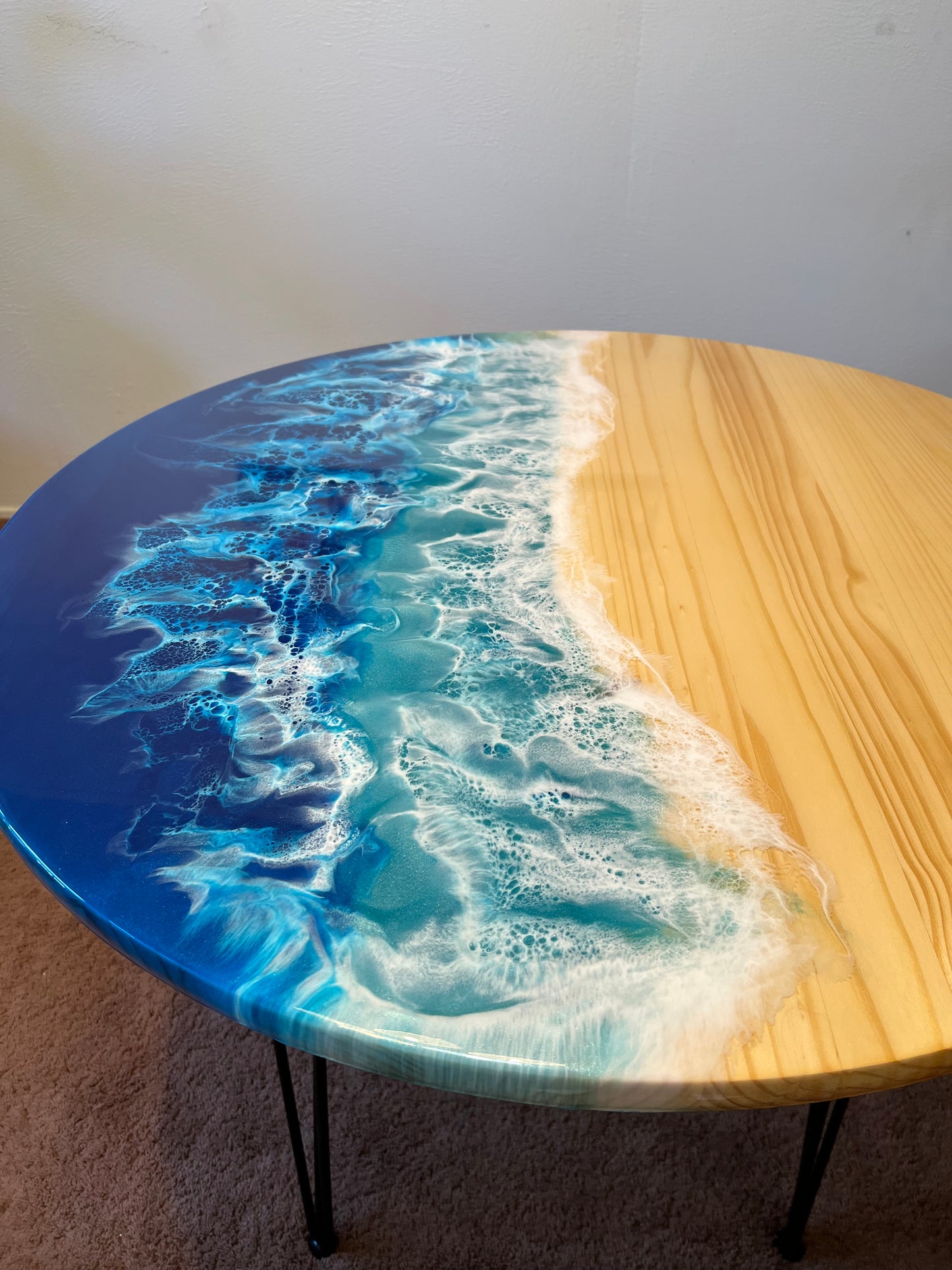 Handcrafted Ocean Wave Resin Table – Available in 16”, 18”, 24”, 32”, and 36”