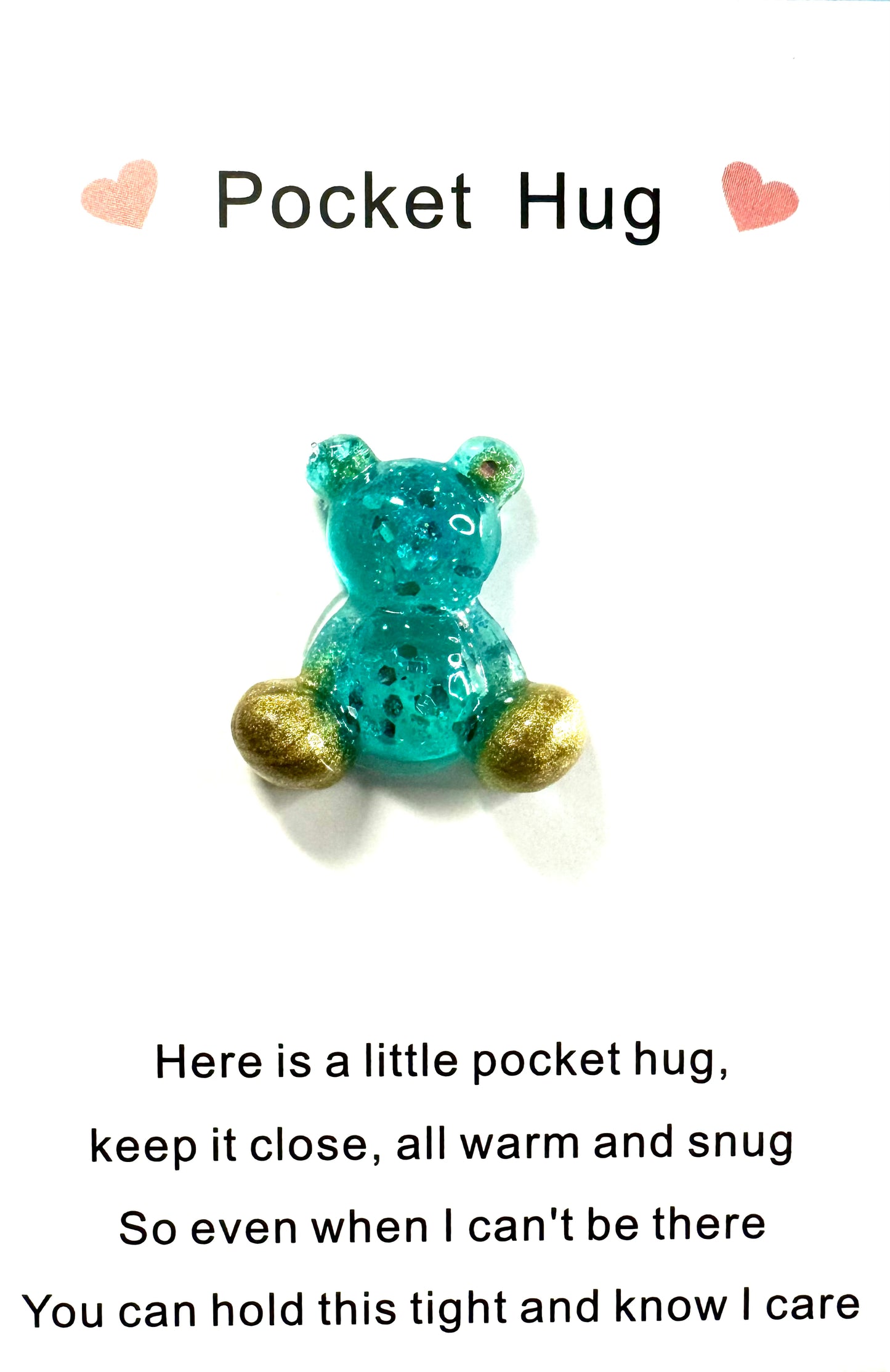 Set of 10 Sparkly Teddy Bear Pocket Hugs | Personalized Family Gifts | Heartfelt Bear Token | Stocking Stuffers | Unique Christmas Gifts