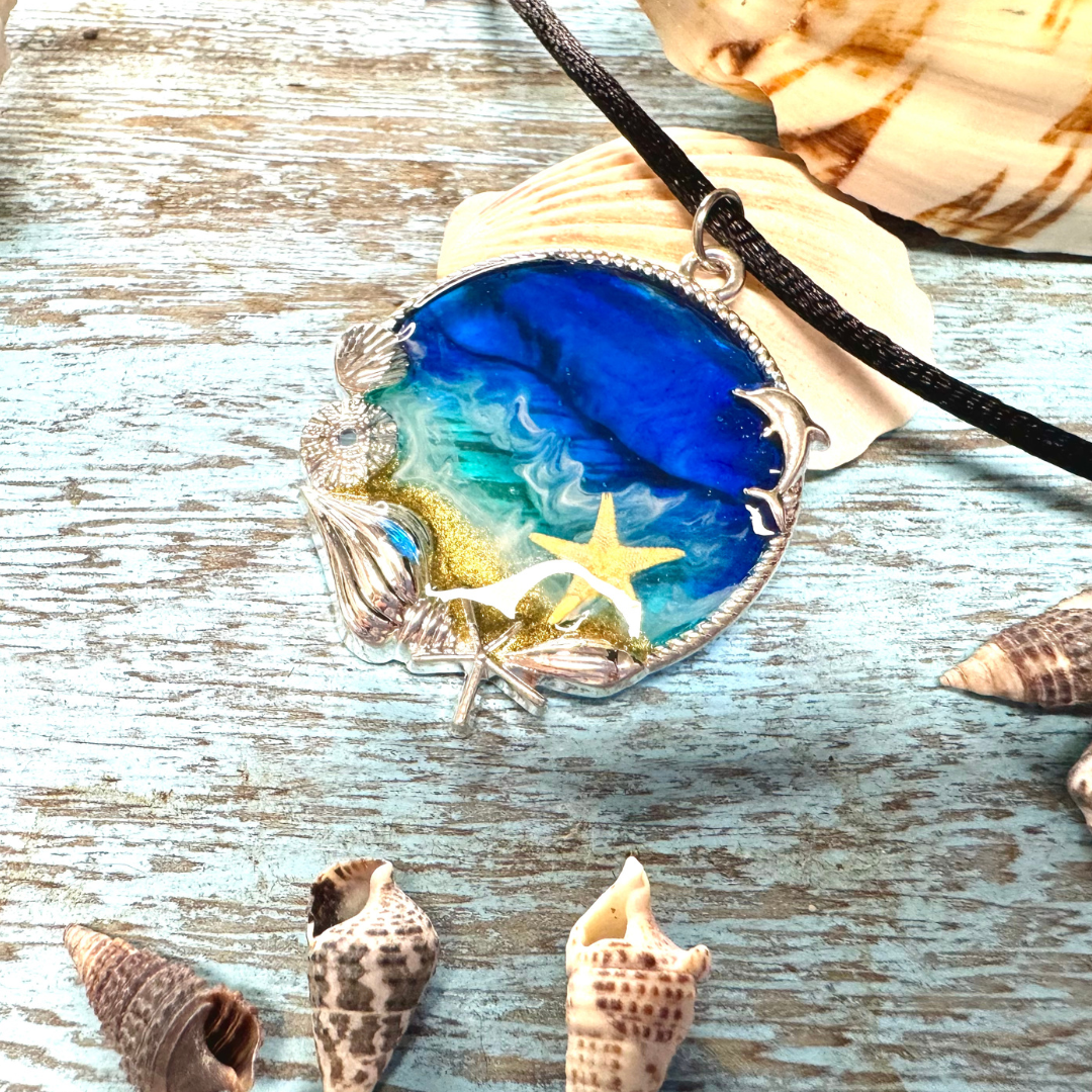Ocean Waves Resin Pendant – Beach Necklace | Valentine’s Day Gift | Unique Gifts For Her