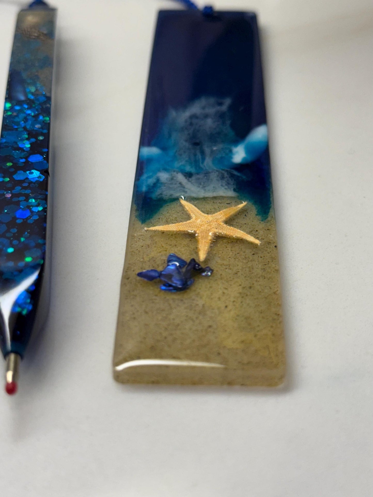 Handcrafted Resin Ocean-Themed Stationery Sets – Notebook, Pen, and Bookmark Combo | Handmade Gifts | Unique Christmas Gifts