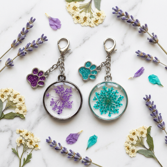 Handmade Floral and Paw Print Resin Keychains – Unique Gifts for Pet Lovers & Nature Enthusiasts | Unique Mothers Day Gifts