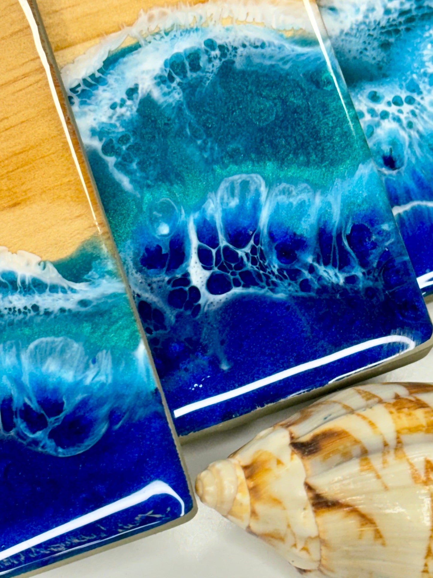 Resin Art Ocean Coasters Set of 4 | Unique Gift | Home Decor | Stocking Stuffers | Unique Christmas Gifts