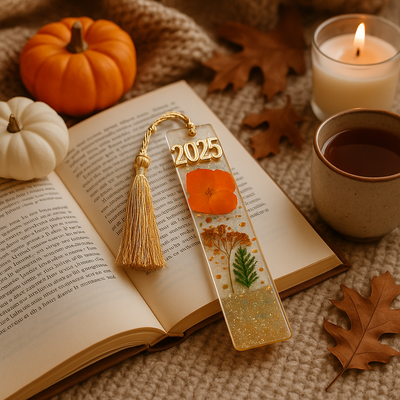 Autumn Botanical Resin Bookmark — Handmade, Limited Edition