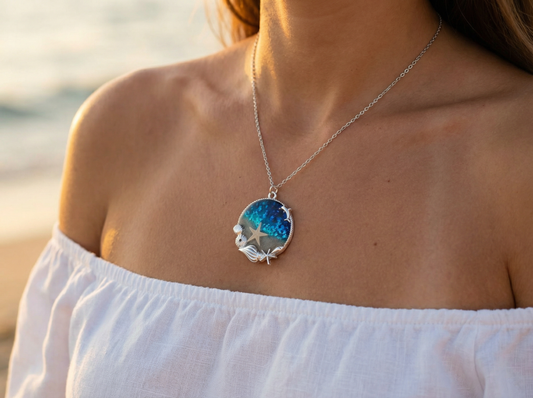 Ocean Waves Resin Pendant – Beach Necklace | Unique Gifts For Her
