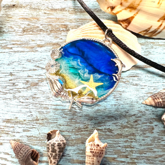 Ocean Waves Resin Pendant – Beach Necklace | Christmas Gift | Unique Gifts For Her