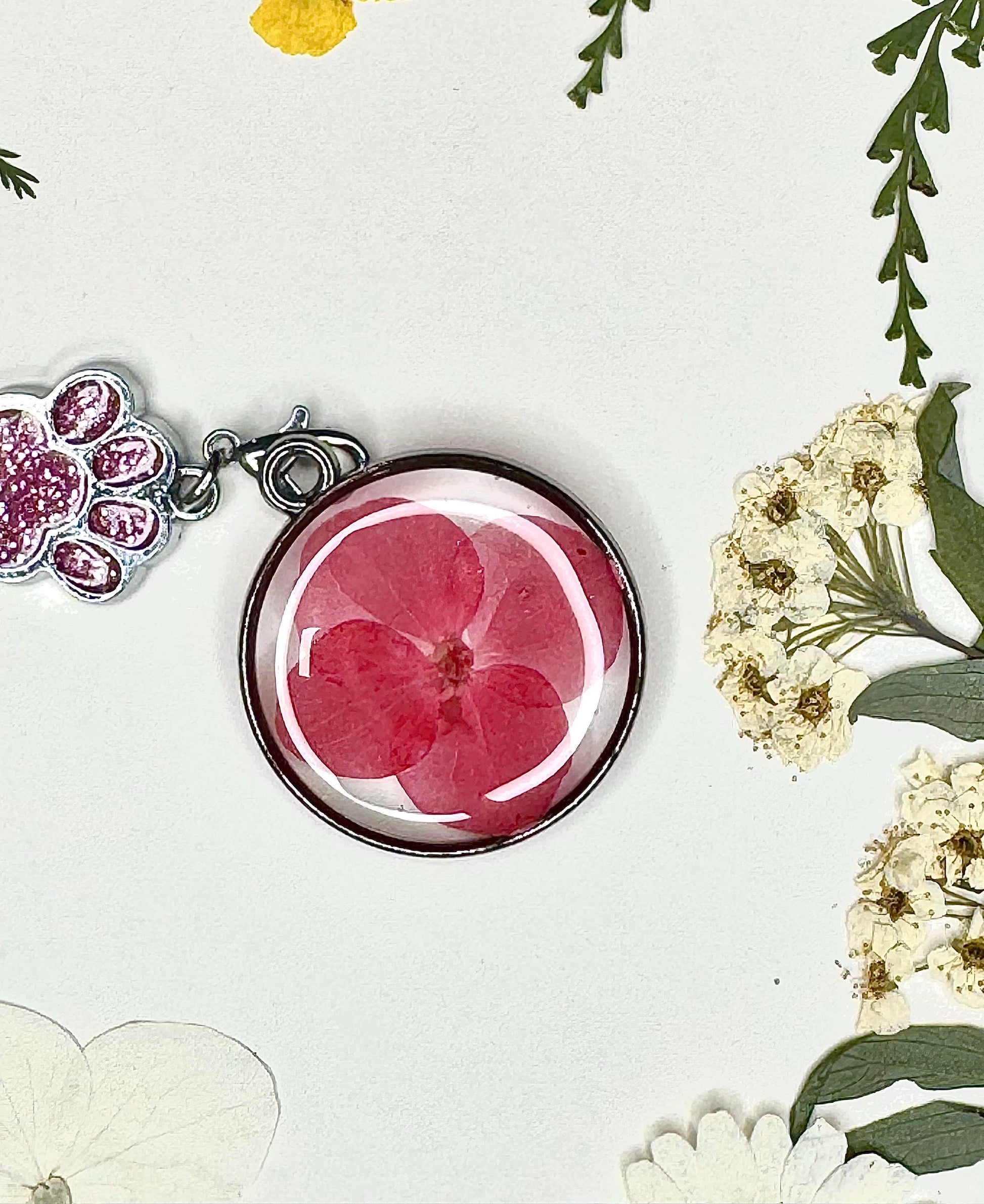 Handmade Dried Flowers & Paw Charm Resin Keychains | Unique Gifts | Stocking Stuffers | Unique Christmas Gifts