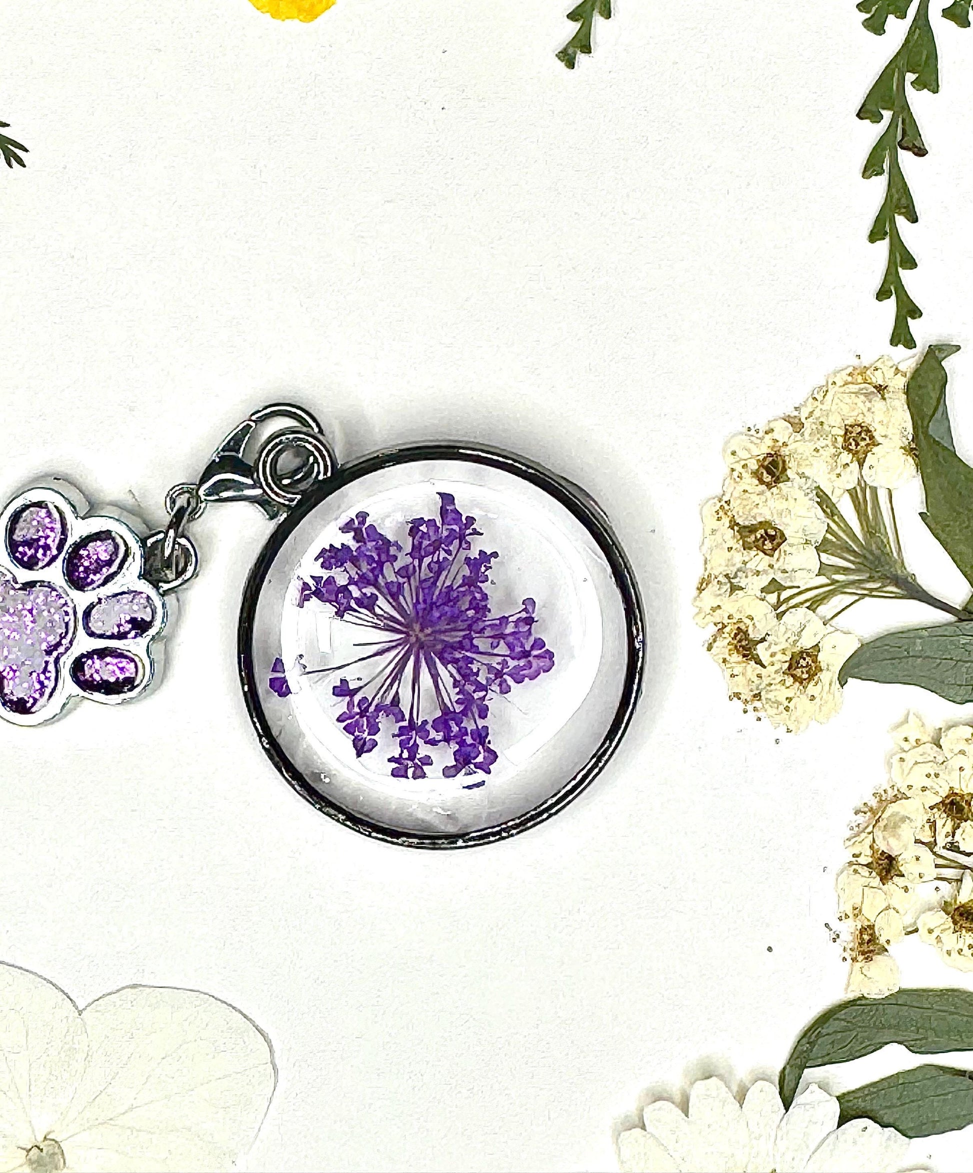 Handmade Dried Flowers & Paw Charm Resin Keychains | Unique Gifts | Stocking Stuffers | Unique Christmas Gifts