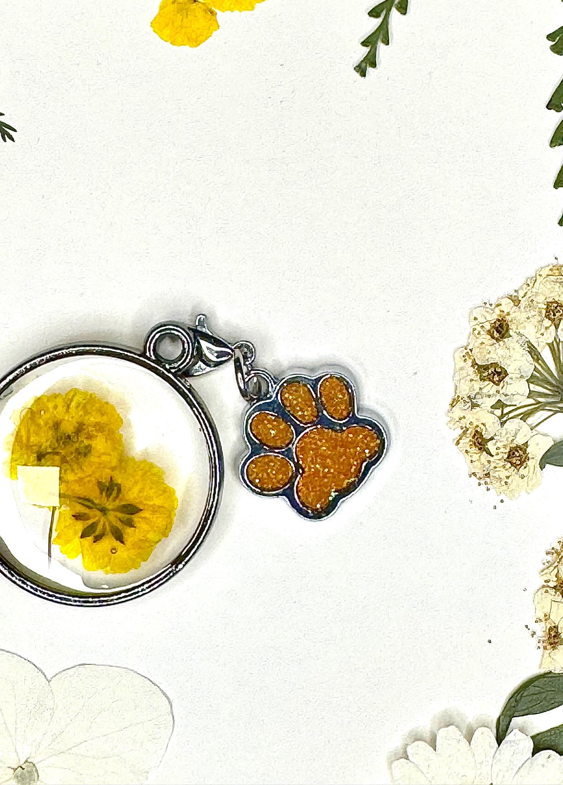 Handmade Dried Flowers & Paw Charm Resin Keychains | Unique Gifts | Stocking Stuffers | Unique Christmas Gifts
