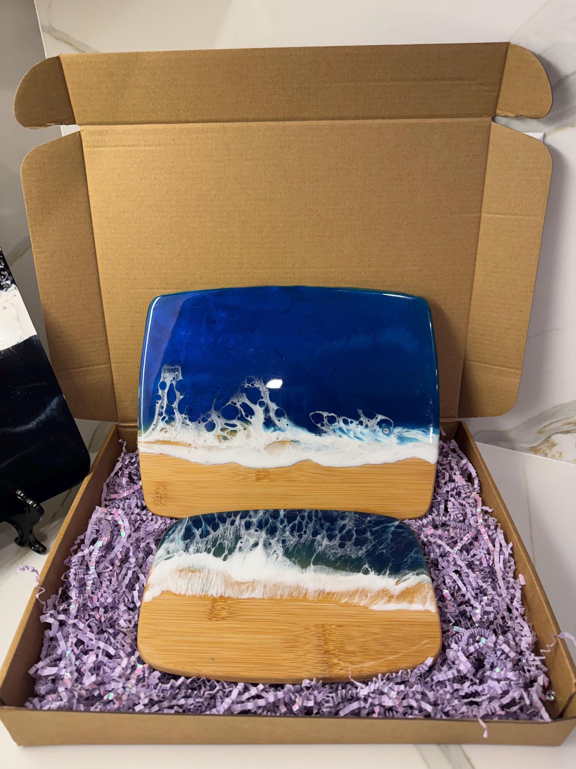 Resin Ocean Charcuterie Board – Handmade Coastal Boards with Food-Grade Resin | Housewarming | Wedding | Unique Mothers Day Gifts