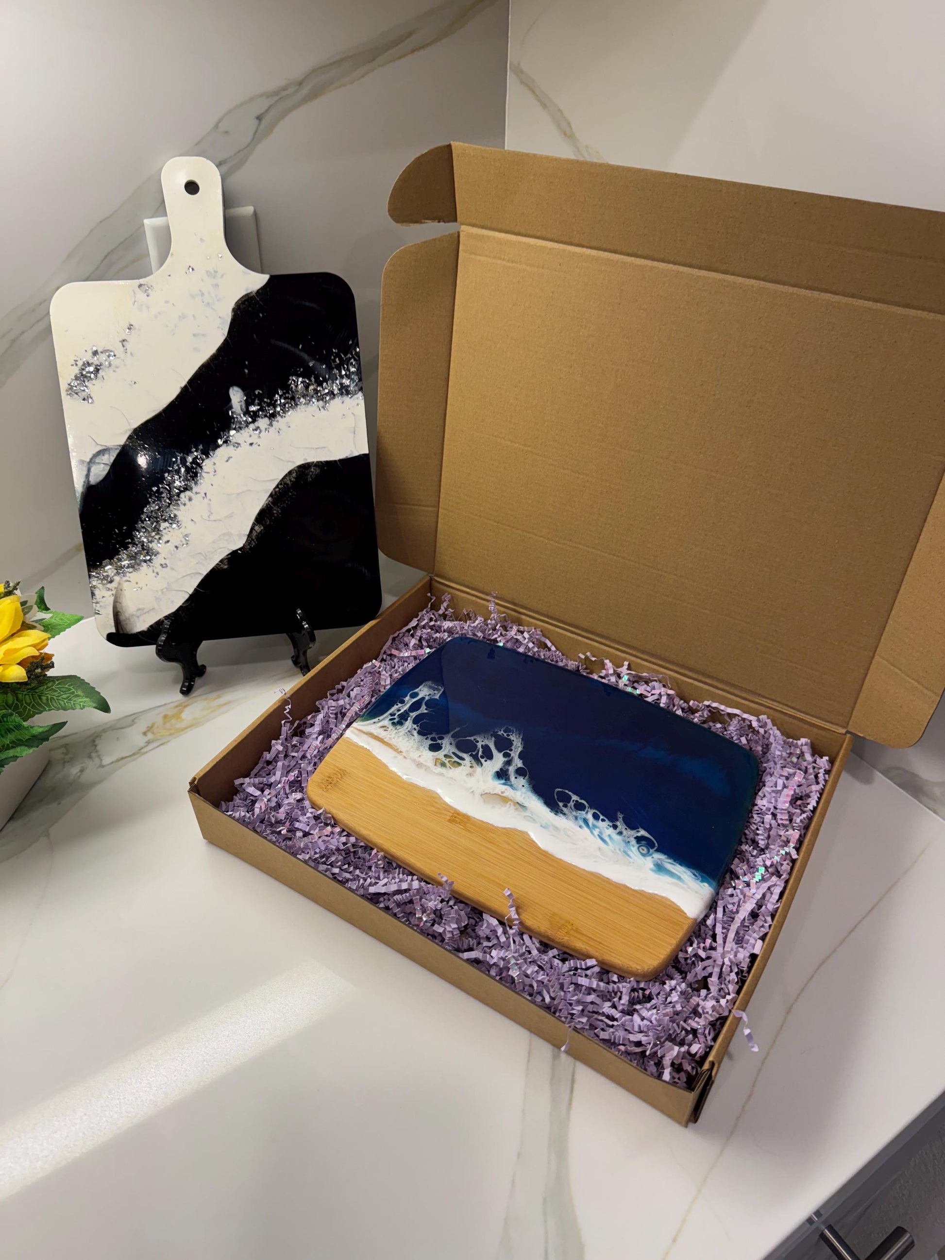 Resin Ocean Charcuterie Board – Handmade Coastal Boards with Food-Grade Resin | Housewarming | Wedding | Unique Mothers Day Gifts