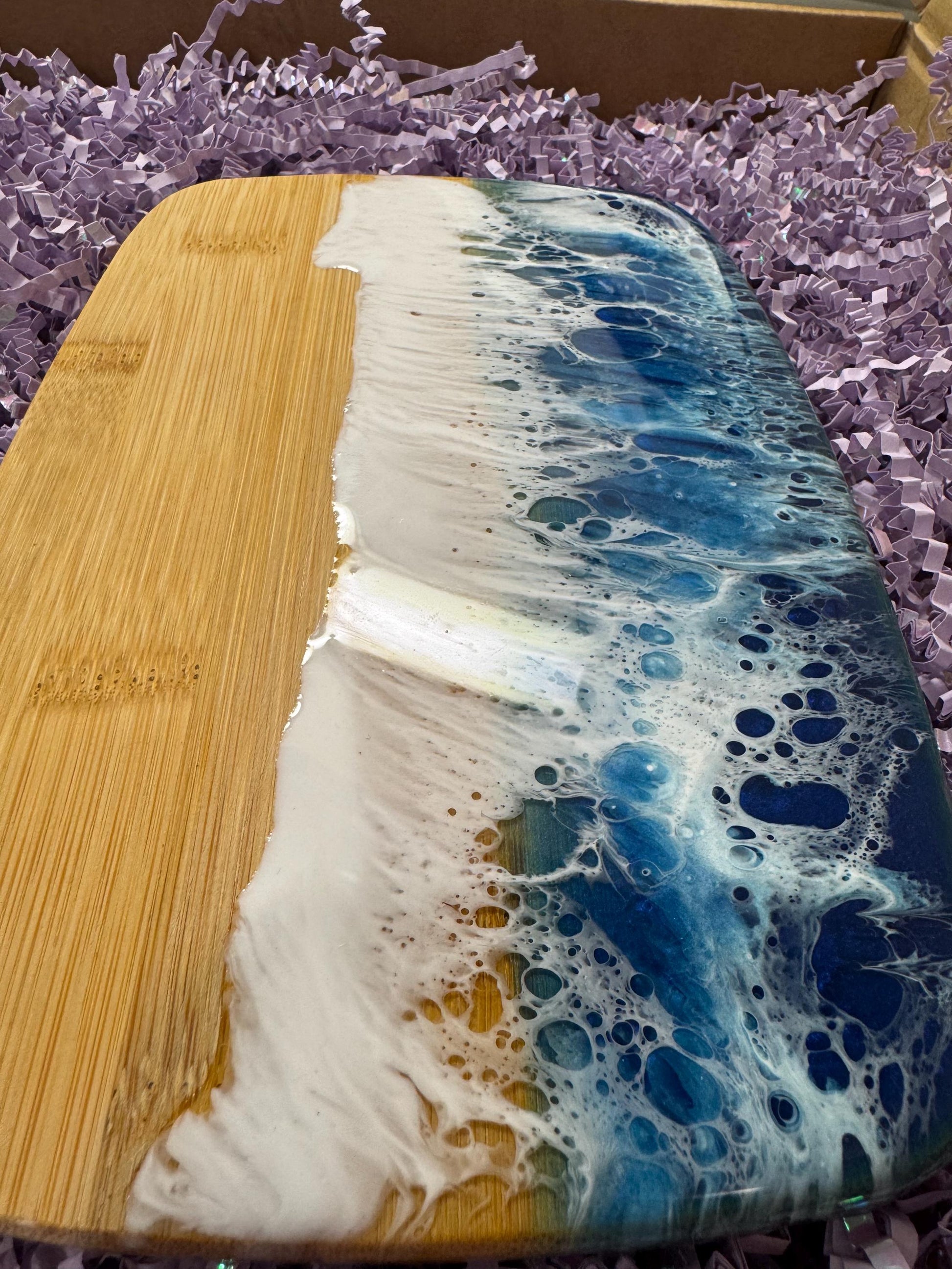 Resin Ocean Charcuterie Board – Handmade Coastal Boards with Food-Grade Resin | Housewarming | Wedding | Unique Mothers Day Gifts